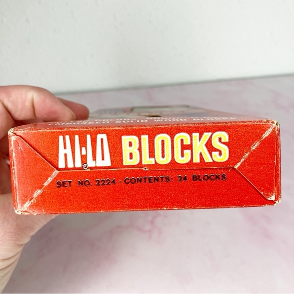 Vintage Halsam wooden block set 24 in original box interlocking hi-lo blocks - Picture 5 of 11